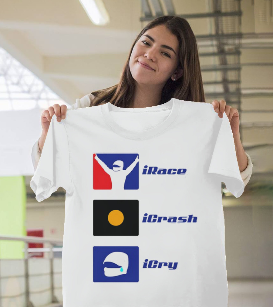 Basic Ollie IRace ICrash ICry Racing Icons And Emojis T-Shirt