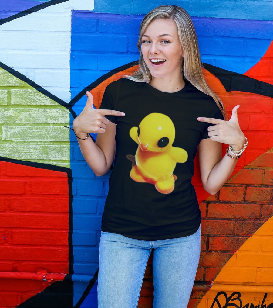 Fleshwater Plastic Duck Yellow Figurine With Black Eyes T-Shirt