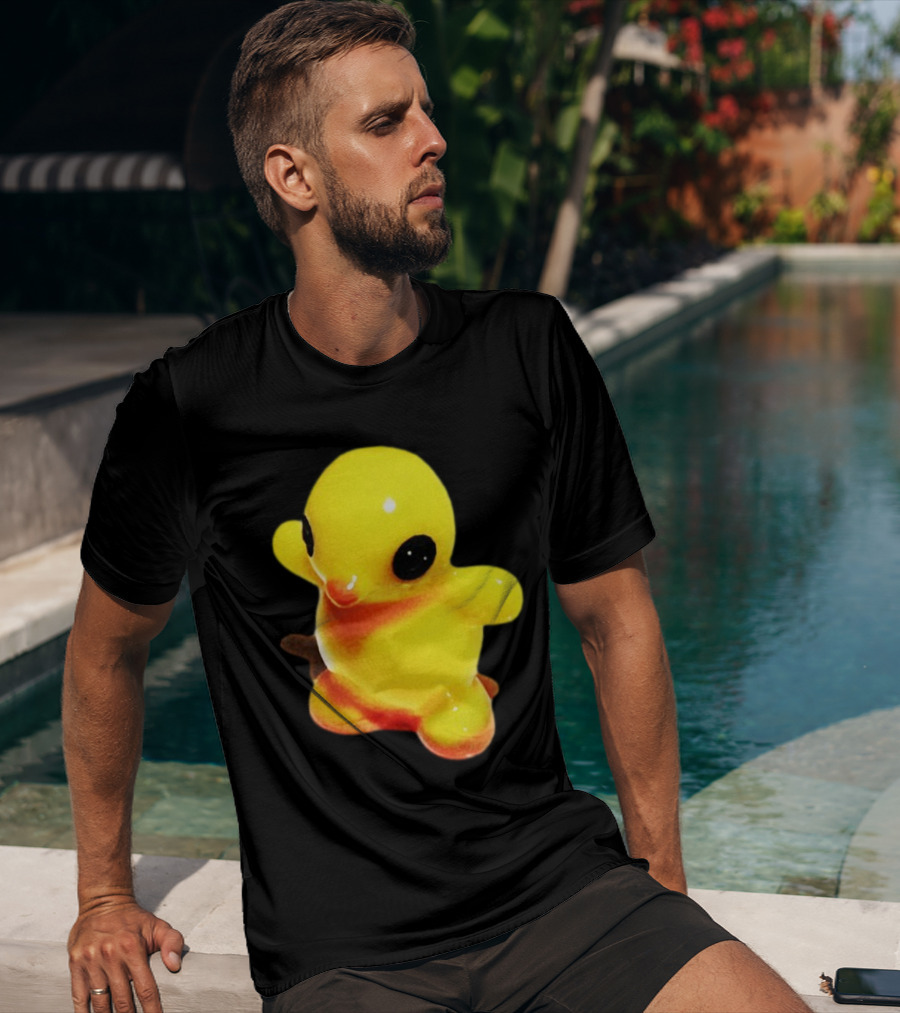 Fleshwater Plastic Duck Yellow Figurine With Black Eyes T-Shirt