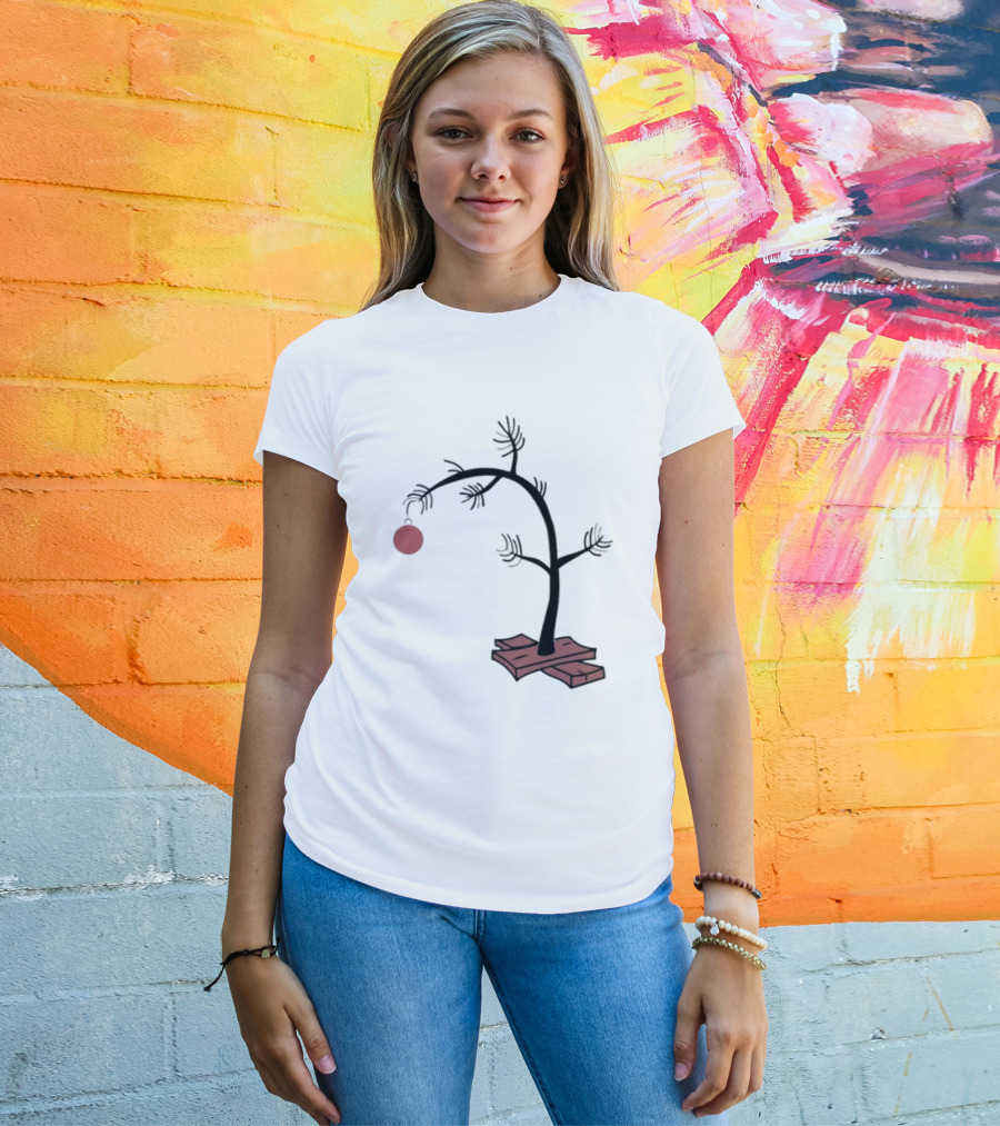 Sad Little Christmas Tree With Single Red T-Shirt