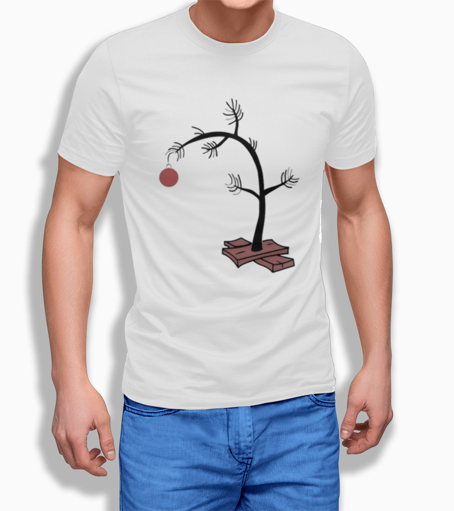 Sad Little Christmas Tree With Single Red T-Shirt