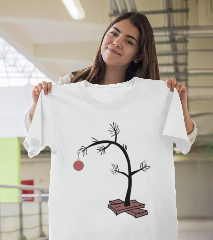 Sad Little Christmas Tree With Single Red T-Shirt