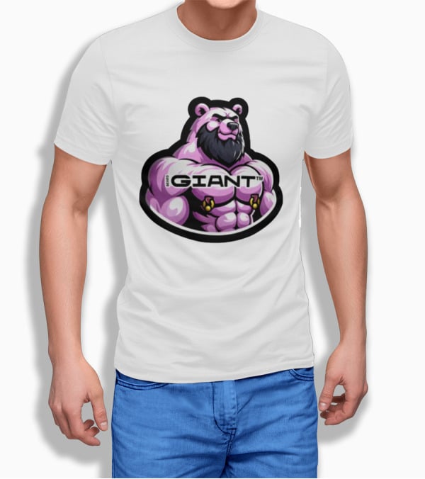 Giant Beard Bear Muscle Pink T-Shirt