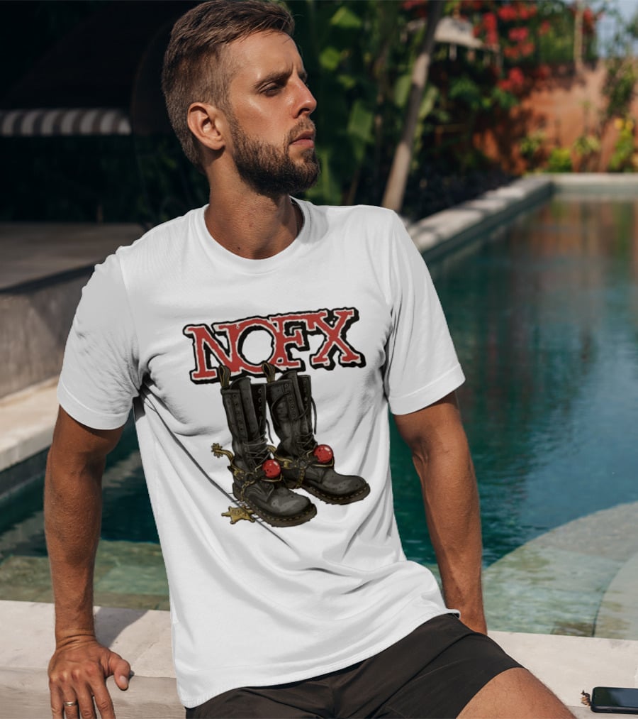 NOFX Punk Boots With Chains And Red Orbs T-Shirt