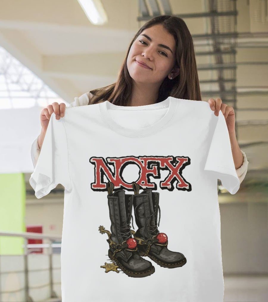 NOFX Punk Boots With Chains And Red Orbs T-Shirt