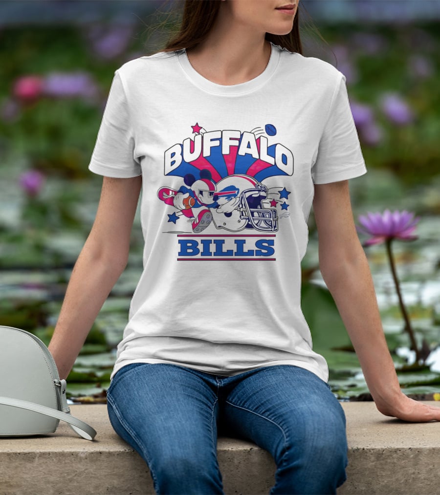Buffalo Bills Football Mickey Mouse Tackle Starburst T-Shirt