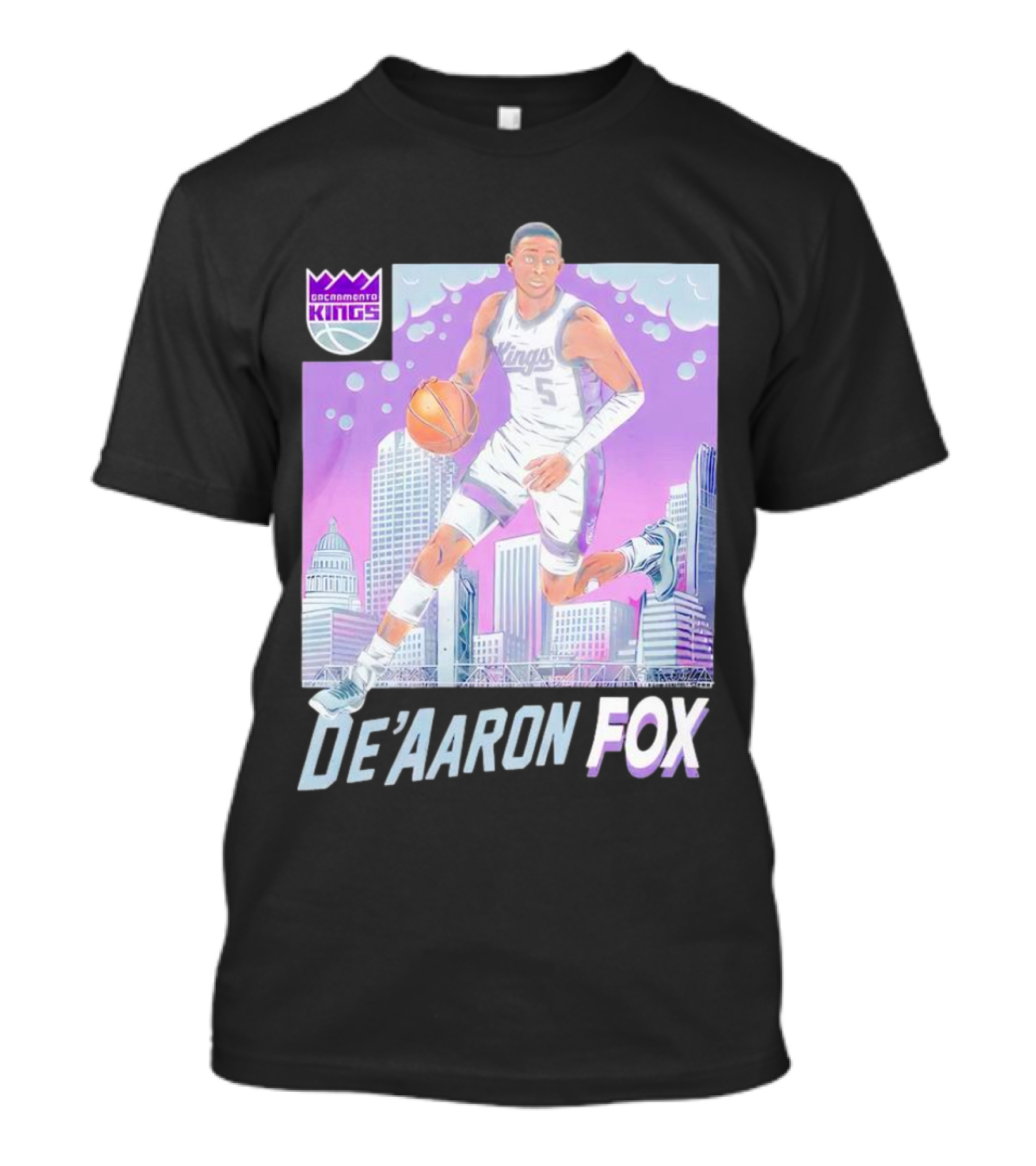 Sacramento Kings De’Aaron Fox Basketball City Skyline Kings T-Shirt