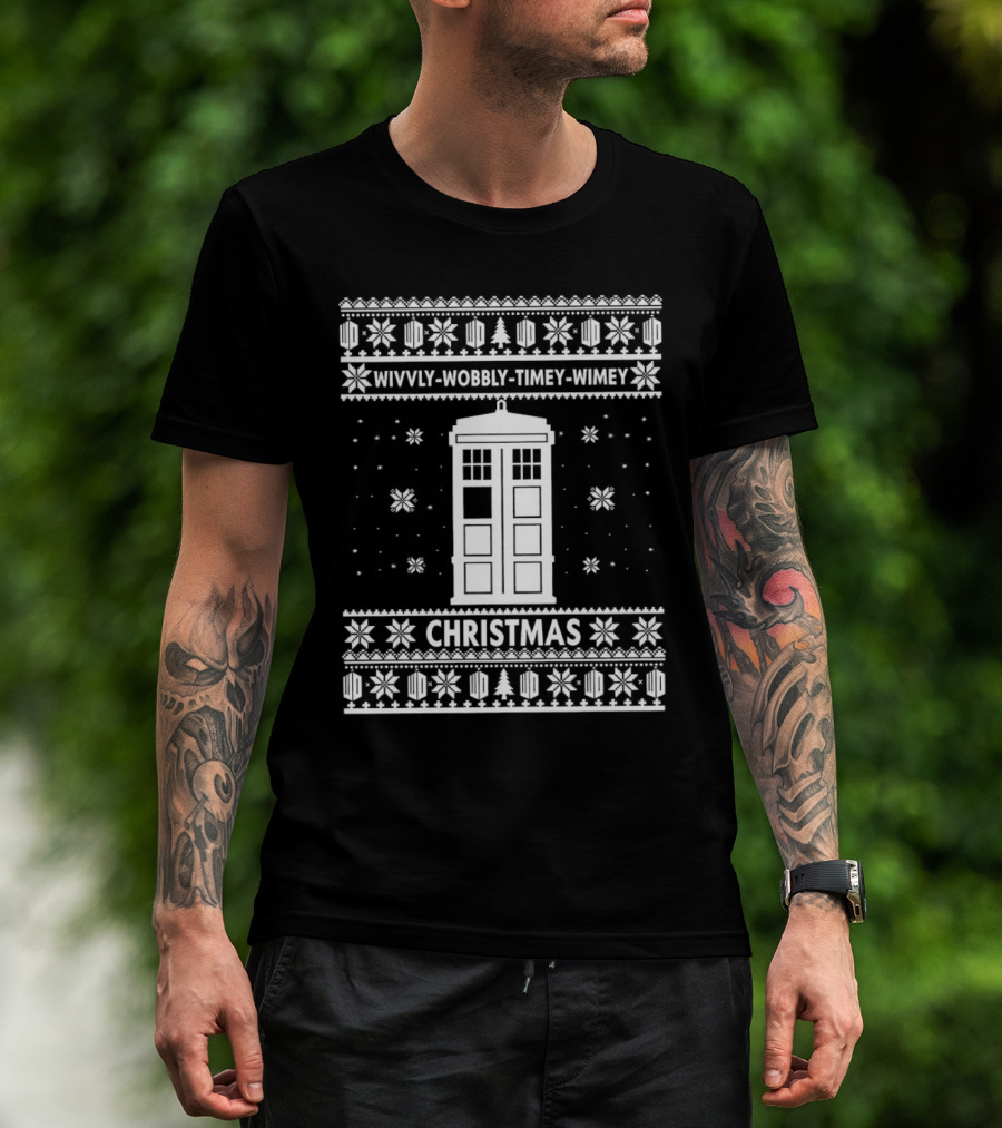 Wibbly Wobbly Timey Wimey TARDIS Christmas T-Shirt