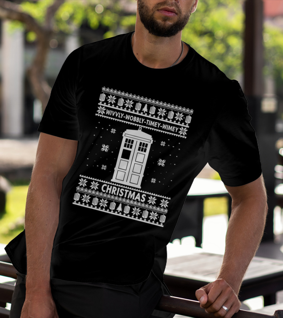 Wibbly Wobbly Timey Wimey TARDIS Christmas T-Shirt