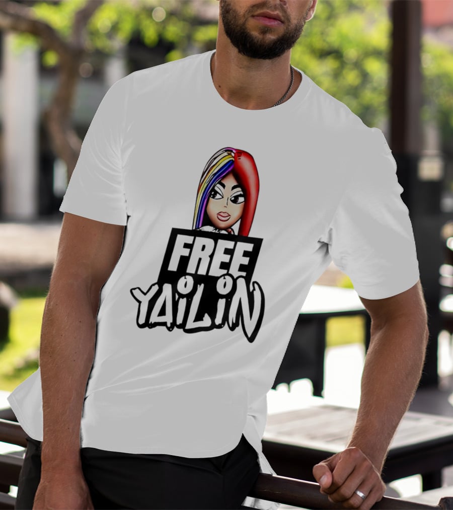 Free Yailin Colorful Hair Cartoon T-Shirt