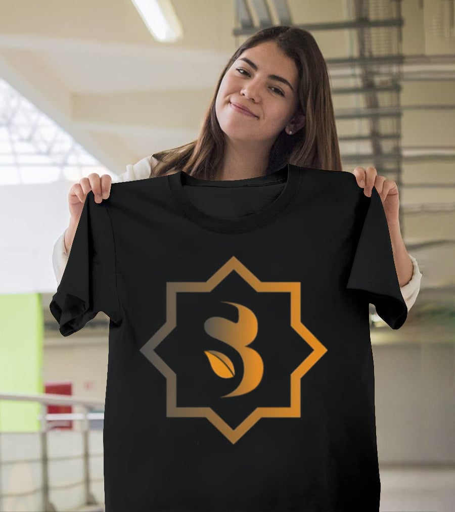 Sidrabank Golden Emblem With Leaf Icon In Star Frame T-Shirt