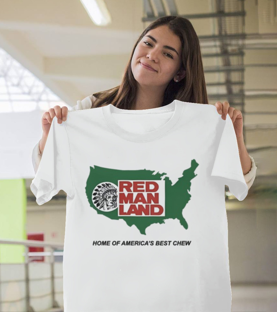 Cornbreadcountryclub Red Man Land Home Of America's Best Chew Map T-Shirt