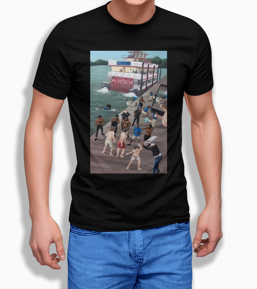 Kenny Akers Alabama River Brawl Boat Dock Scene T-Shirt