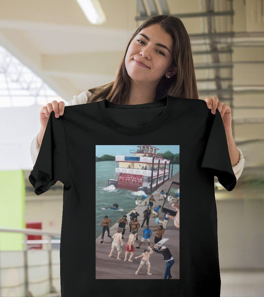Kenny Akers Alabama River Brawl Boat Dock Scene T-Shirt