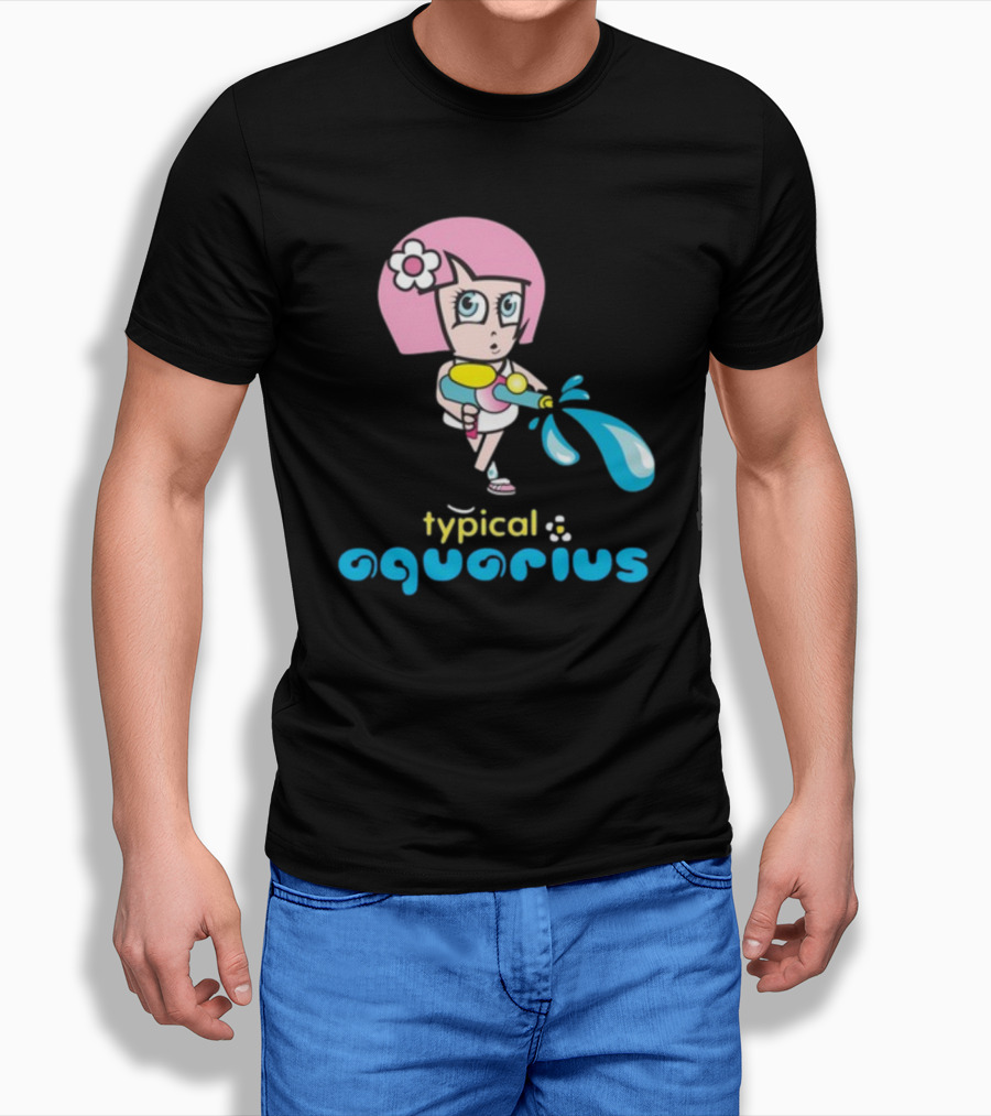 Typical Aquarius Cute Cartoon Girl With Water Splash T-Shirt