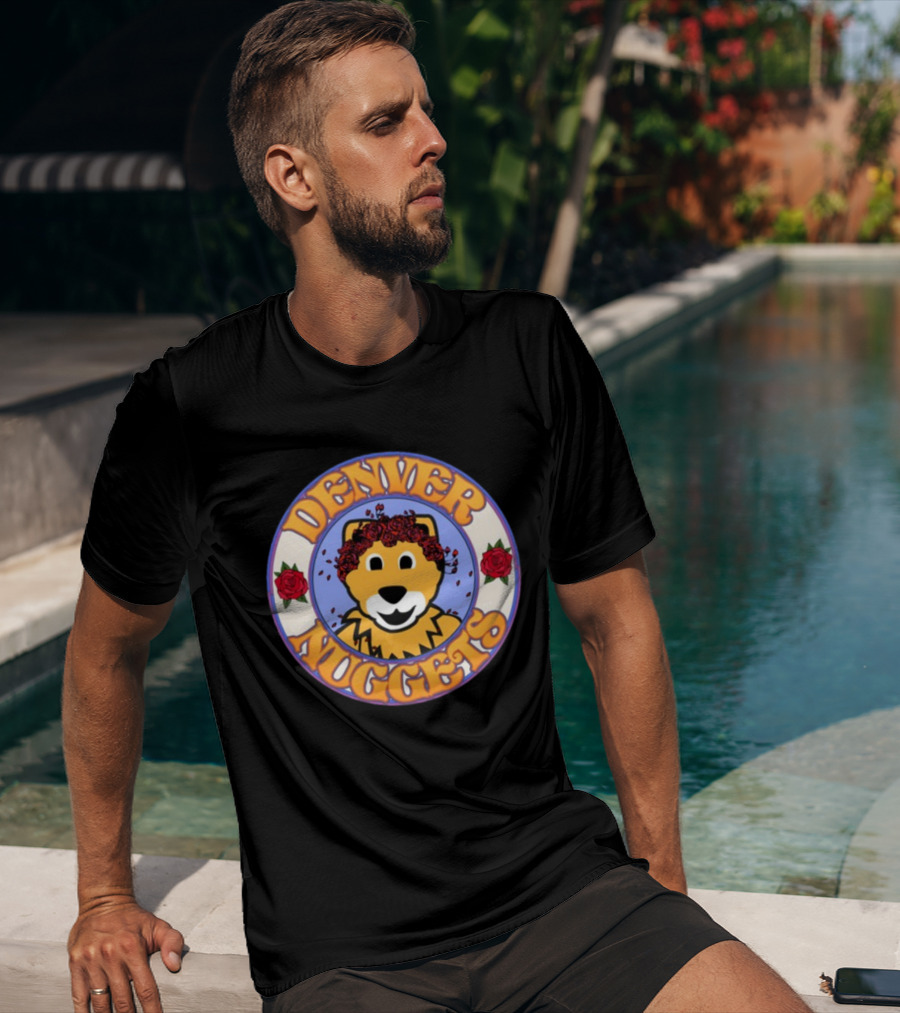 Denver Nuggets Floral Mascot Circle T-Shirt
