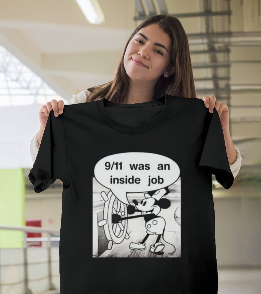 9/11 Was An Inside Job Mickey Mouse Steering Wheel T-Shirt