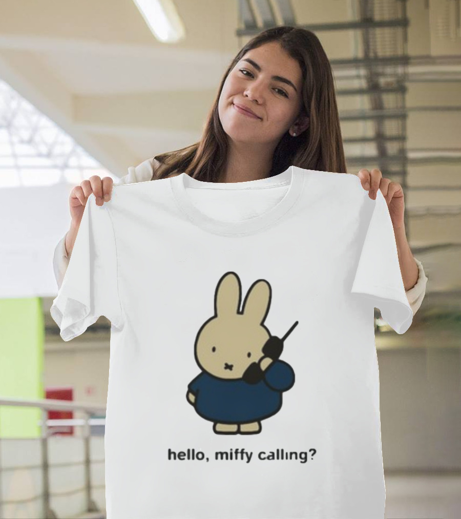 Misty Horizons Miffy Calling Cute Character Phone Conversation T-Shirt