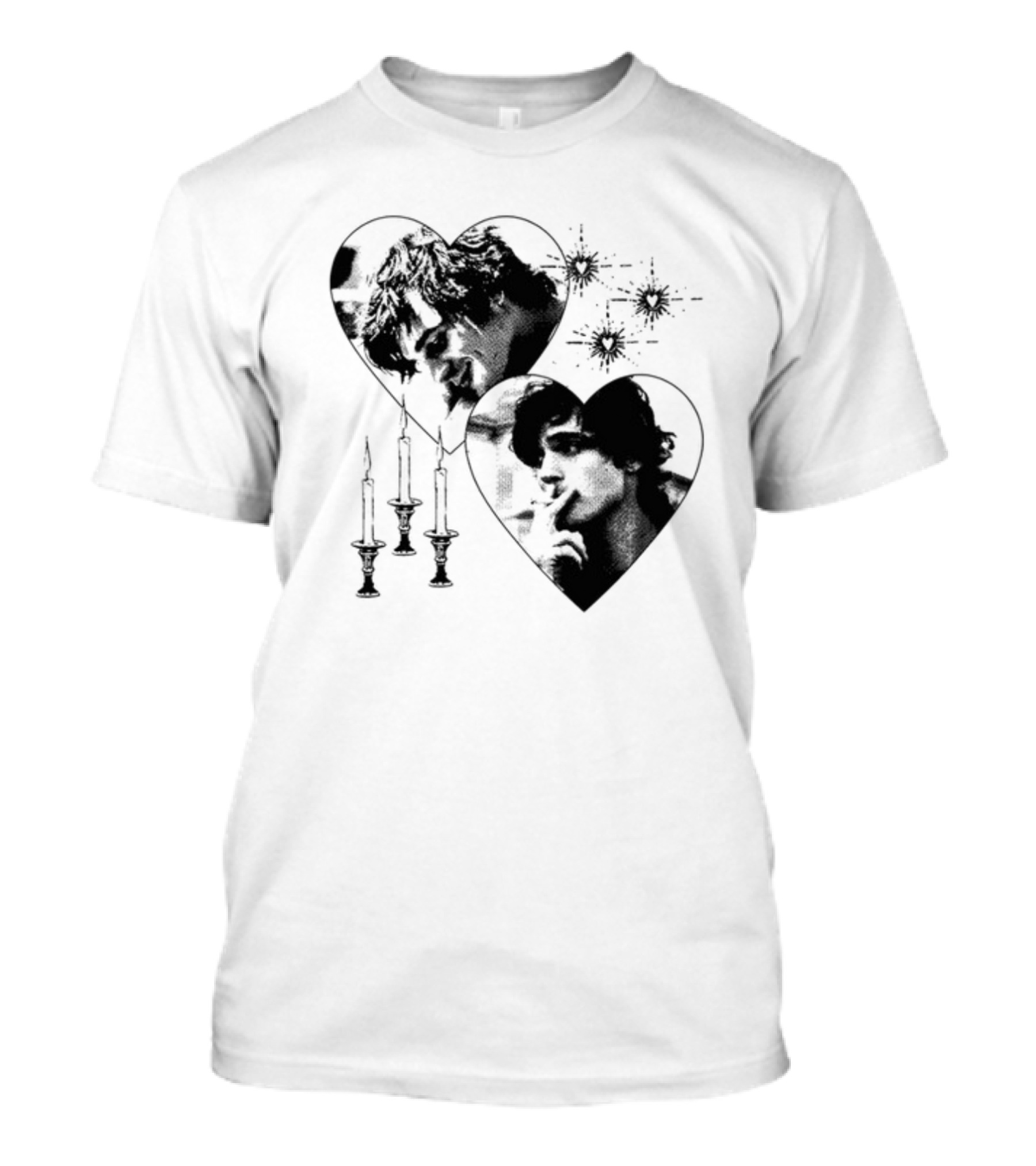 Mustardyardpress Saltburn Felix Hearts Candlelight Portraits T-Shirt