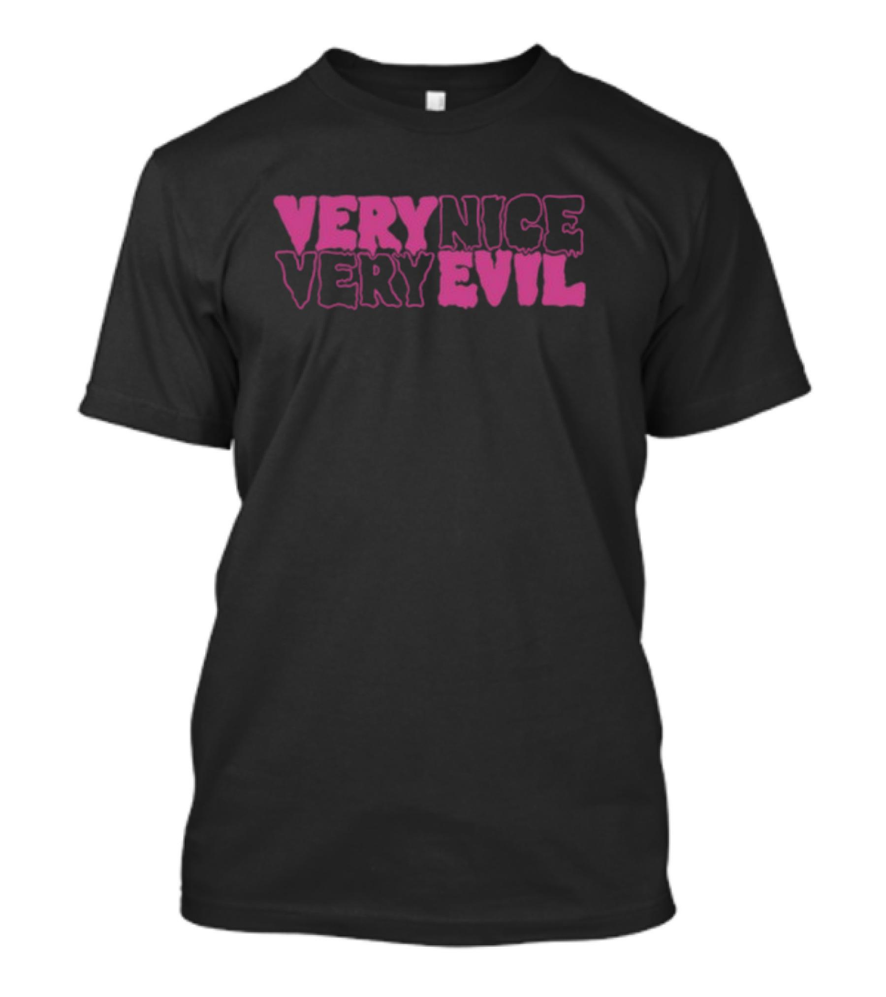 Very Nice Very Evil Pink Word Logo T-Shirt