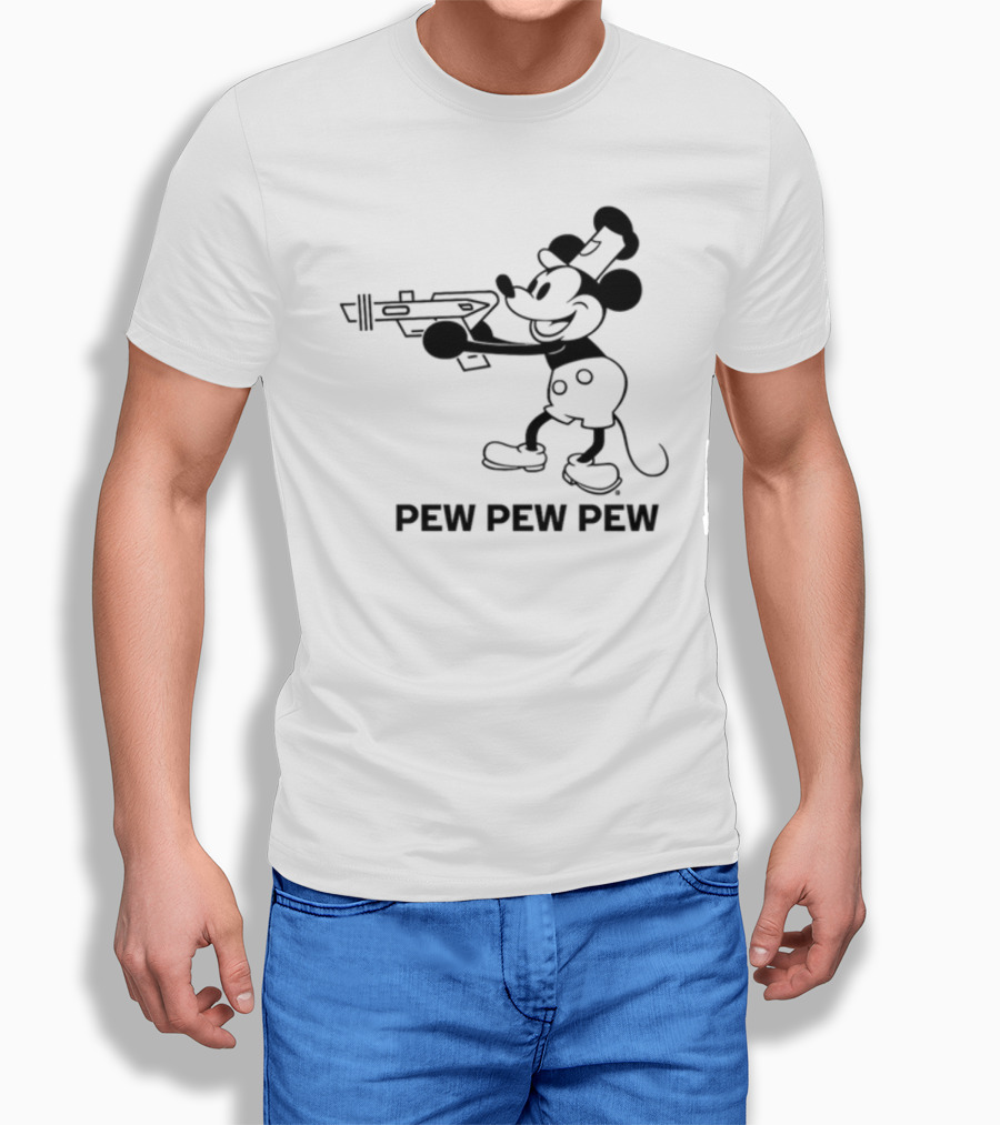 Pew Pew Pew Steamboat Mouse Retro Gun Fun T-Shirt