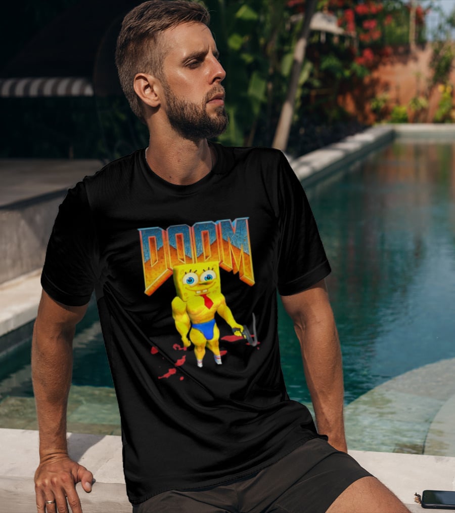 Doom Spongebob Teenhearts Muscular Parody Crossover T-Shirt
