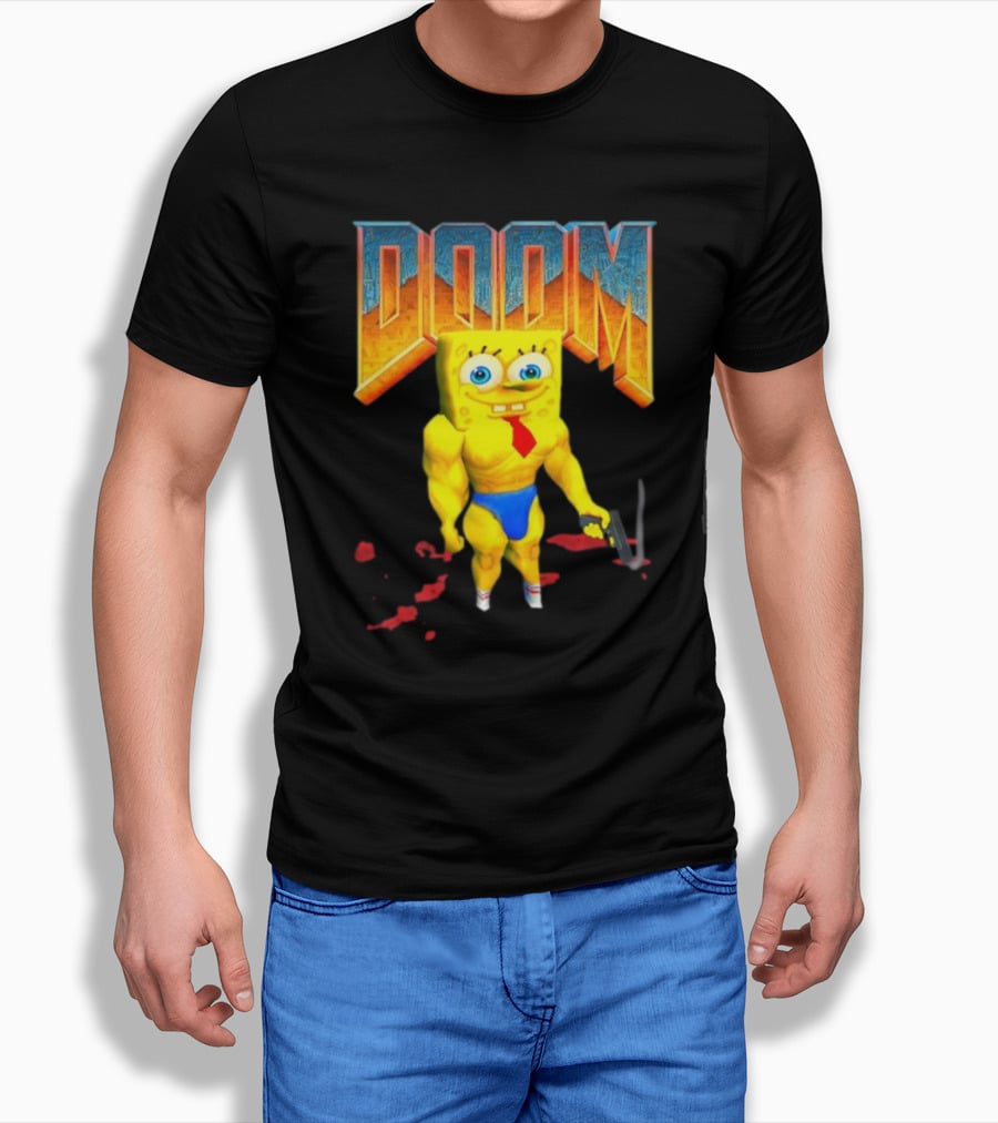 Doom Spongebob Teenhearts Muscular Parody Crossover T-Shirt