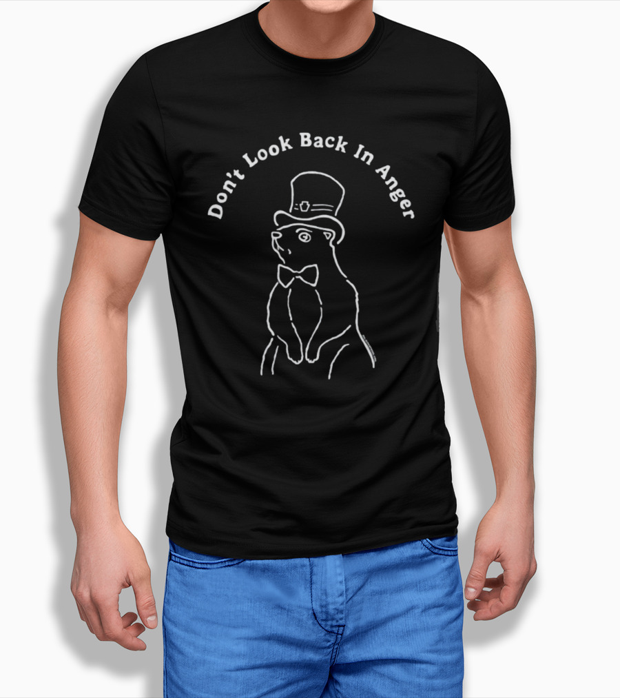 Don't Look Back In Anger Bear In Top Hat And Bow Tie T-Shirt