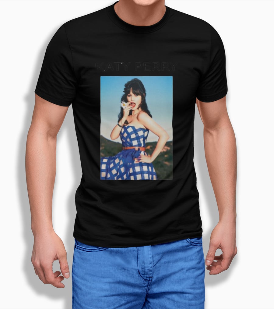 Katy Perry Blue Checkered Dress Photo T-Shirt