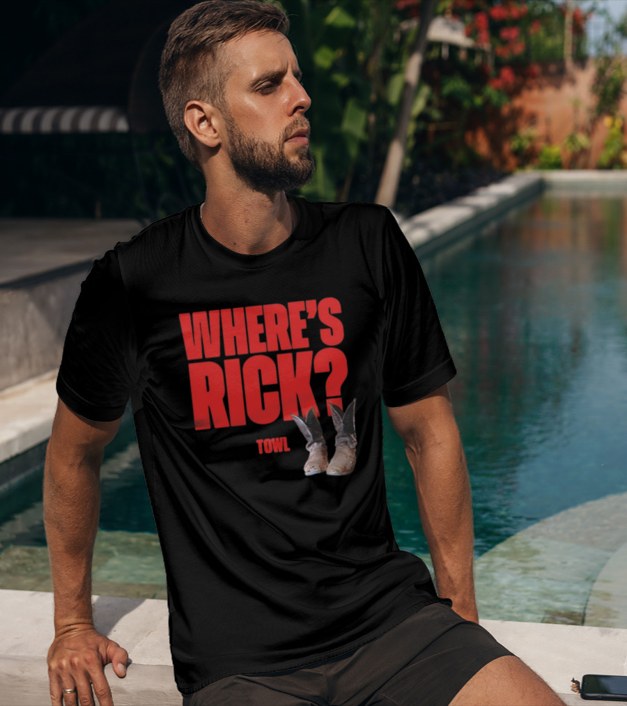 WHERE'S RICK TOWL Cowboy Boots Mystery T-Shirt