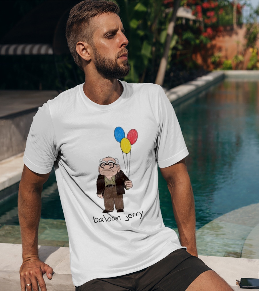 Baloon Jerry Elderly Cartoon Holding Colorful Balloons T-Shirt