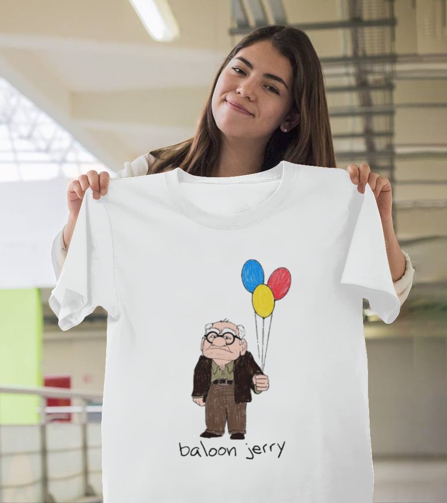 Baloon Jerry Elderly Cartoon Holding Colorful Balloons T-Shirt