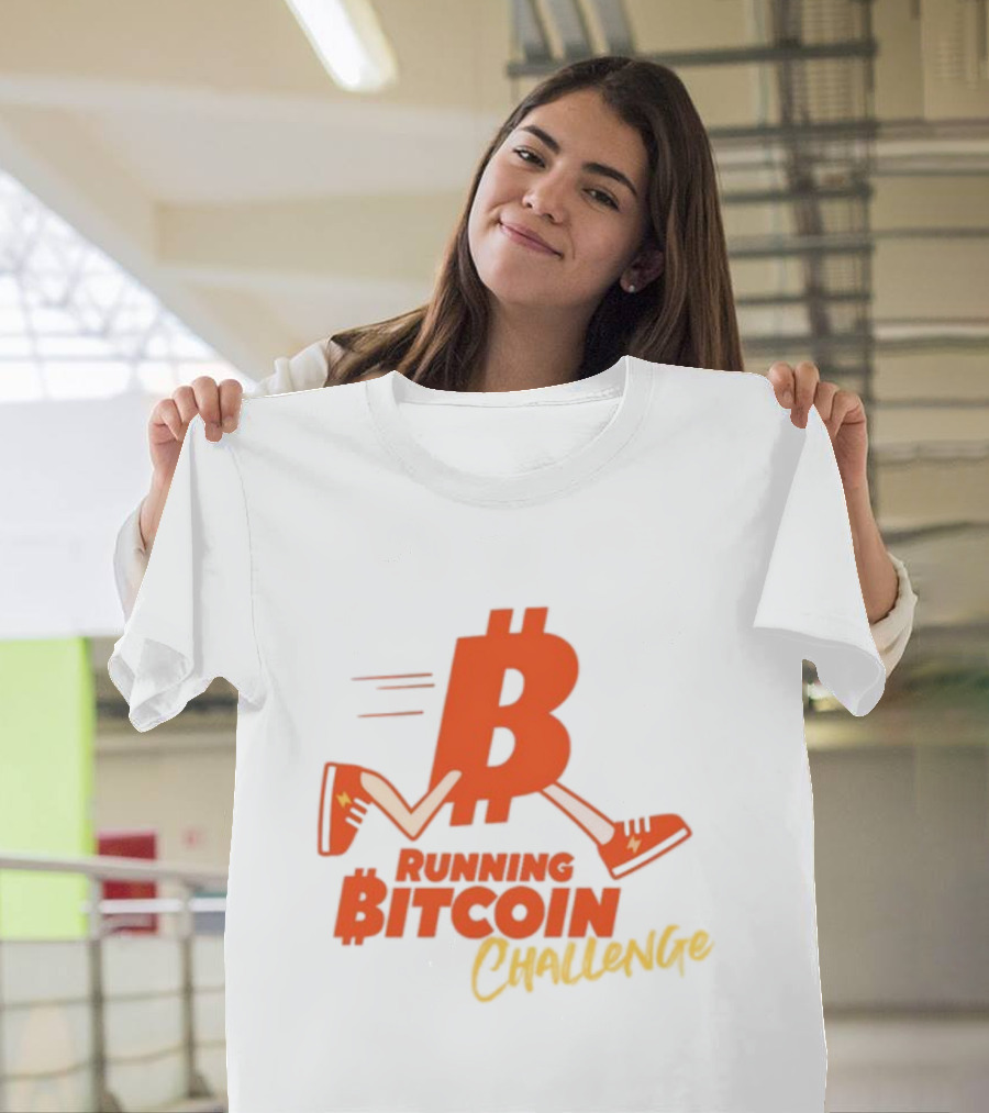 Fran Finney Running Bitcoin Challenge Icon With Sneaker Dollar T-Shirt