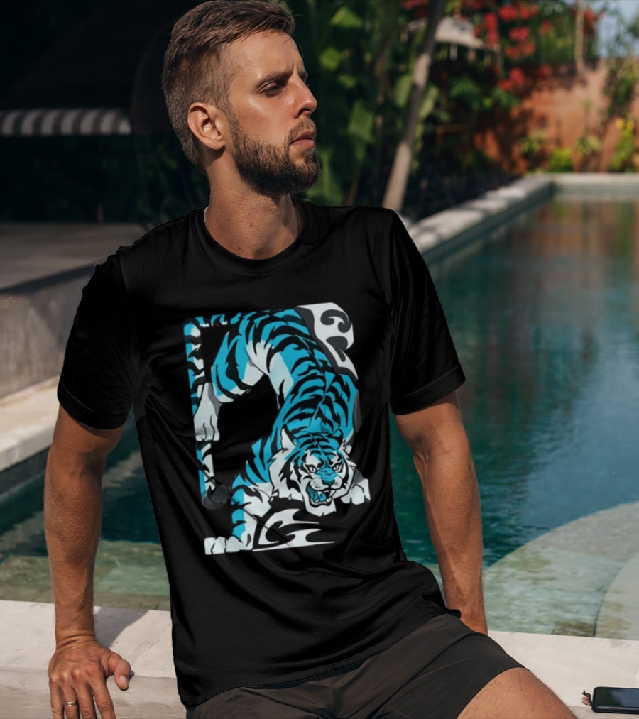 Mawili Poisonp1nk Blue Tiger Stripes T-Shirt