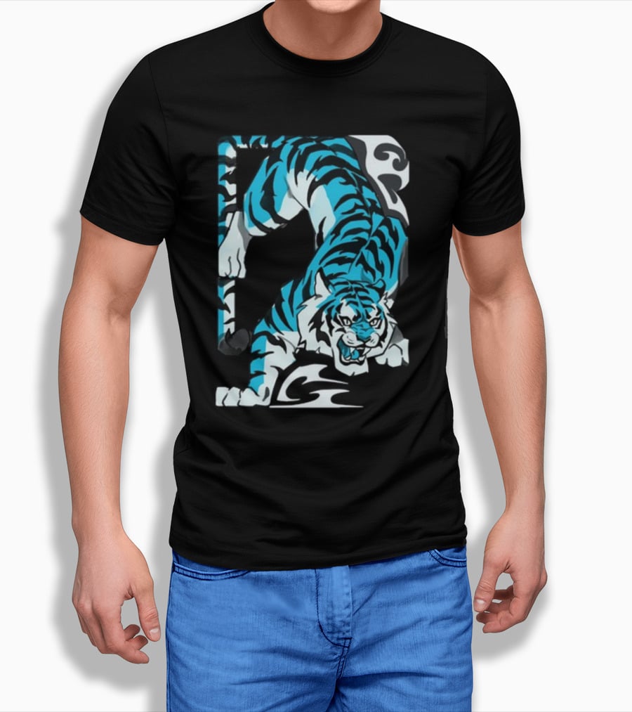 Mawili Poisonp1nk Blue Tiger Stripes T-Shirt