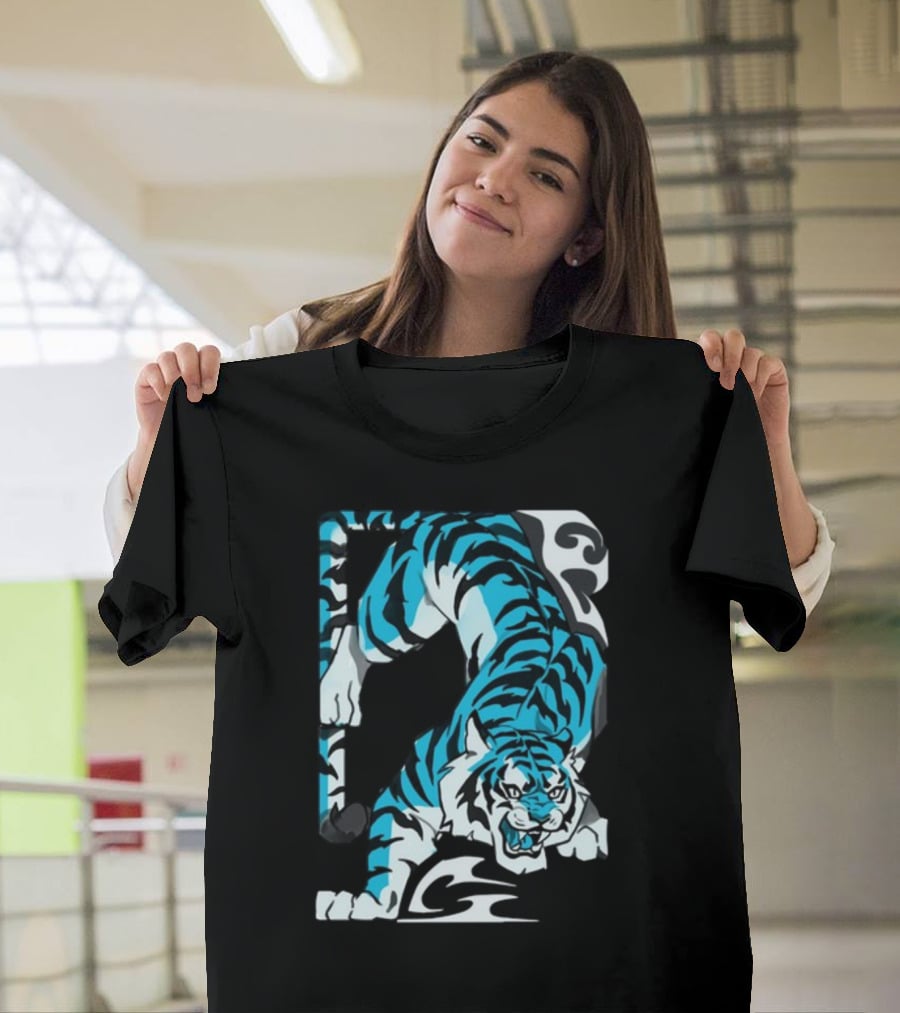 Mawili Poisonp1nk Blue Tiger Stripes T-Shirt