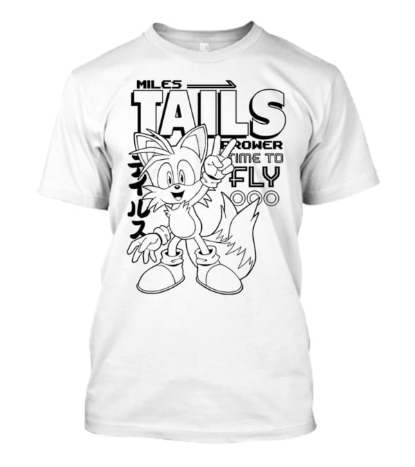 Miles Tails Prower Time To Fly Japanese Text T-Shirt