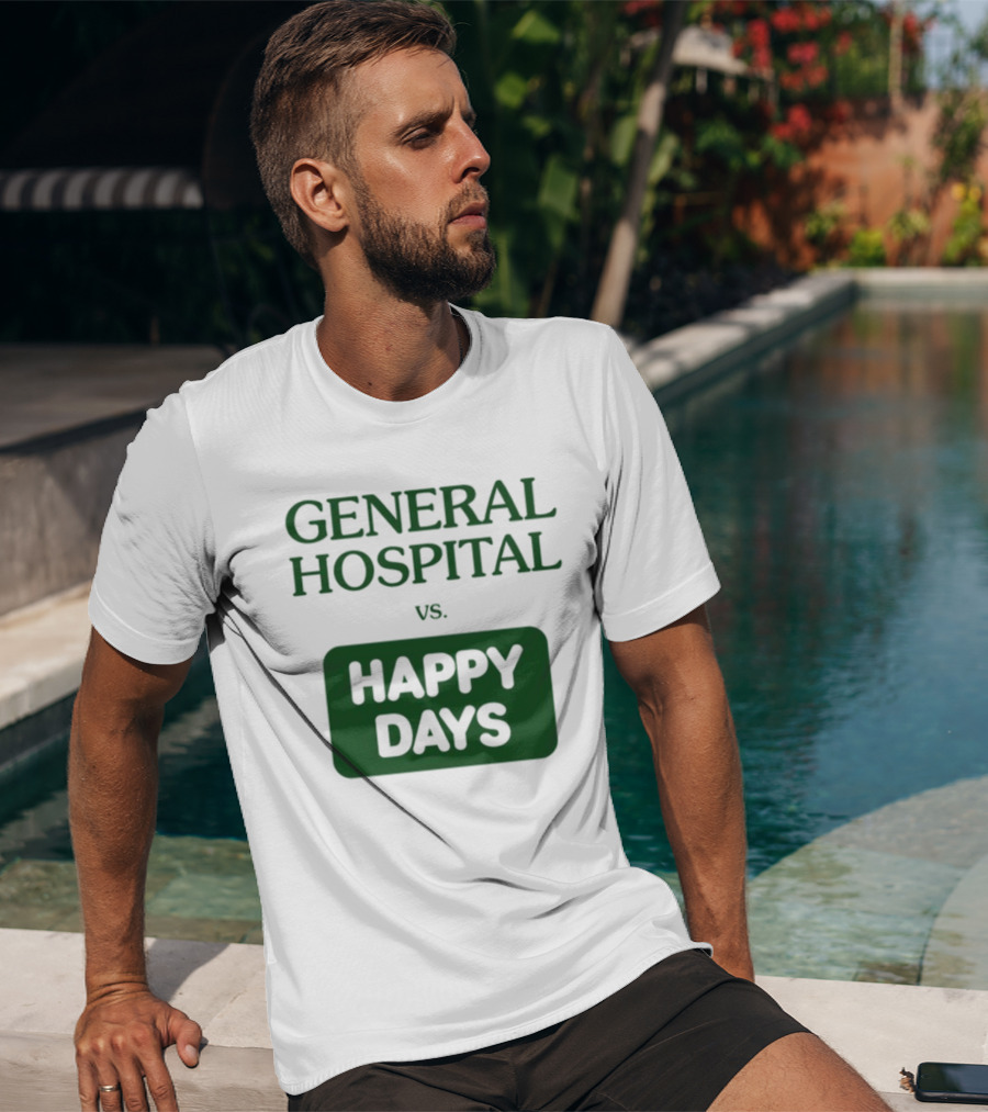 General Hospital Vs. Happy Days Retro TV Show Face-Off T-Shirt