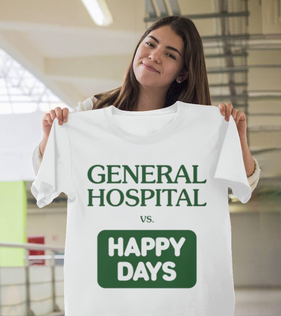 General Hospital Vs. Happy Days Retro TV Show Face-Off T-Shirt