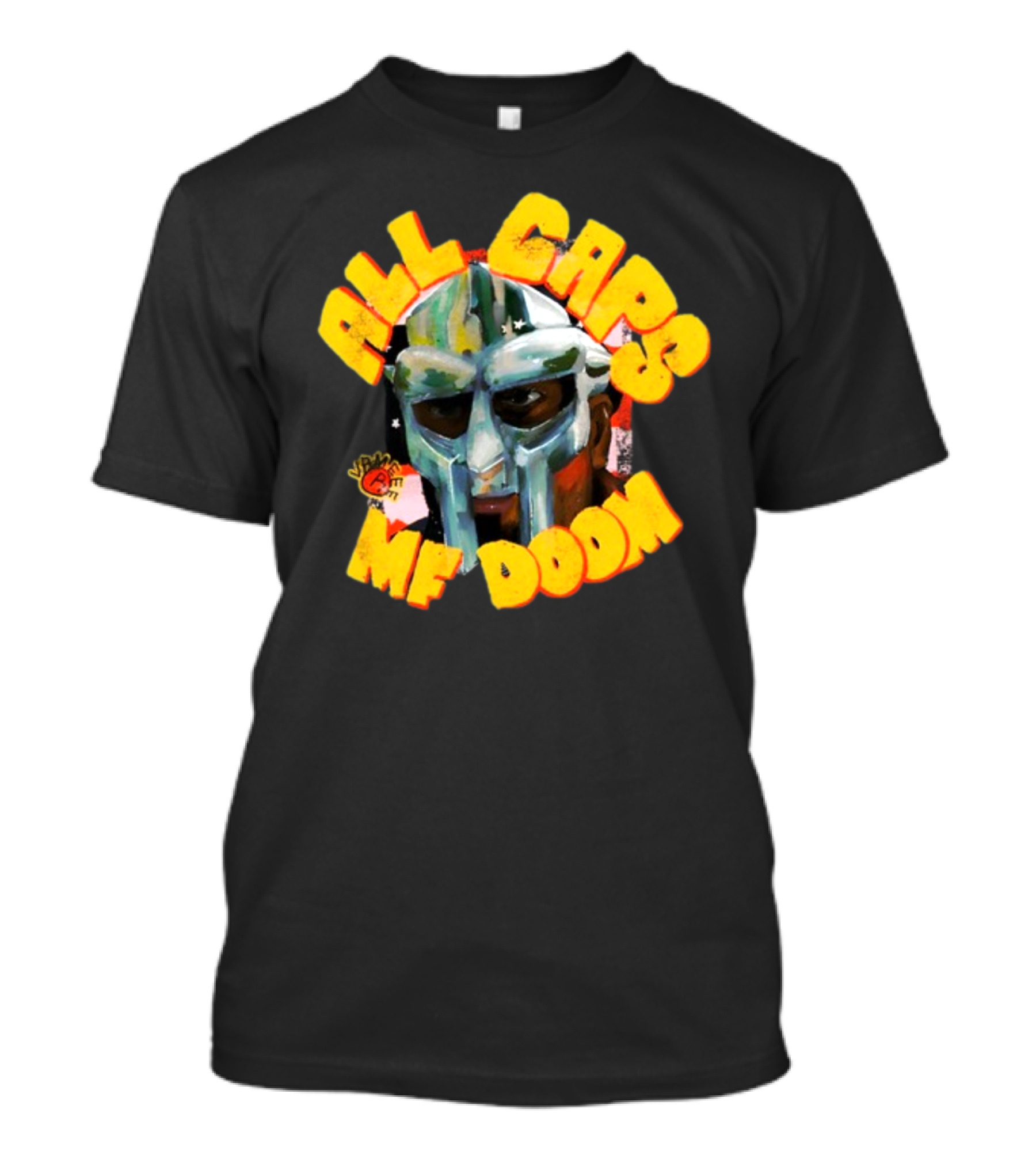 All Caps MF DOOM Villain Graphic Mask T-Shirt