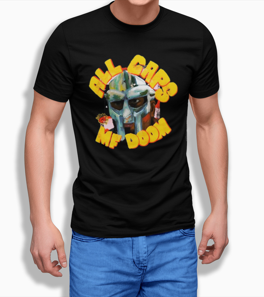 All Caps MF DOOM Villain Graphic Mask T-Shirt