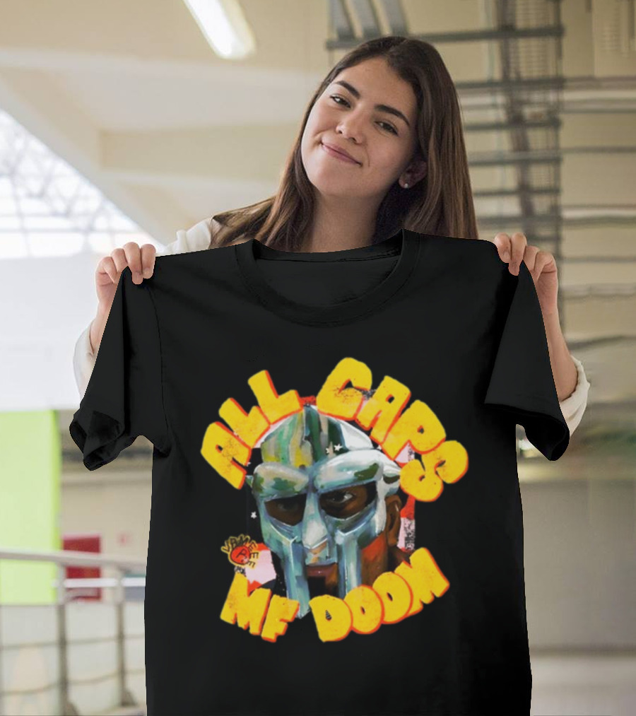 All Caps MF DOOM Villain Graphic Mask T-Shirt