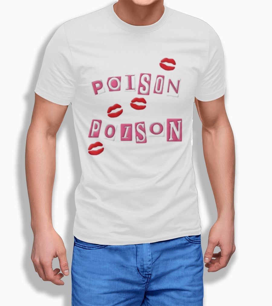 POISON POISON Red Lips Text Blocks T-Shirt