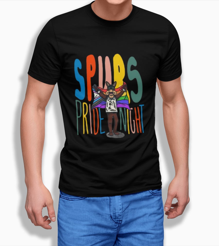 Spurs Pride Night Rainbow Flag Mascot 21 T-Shirt