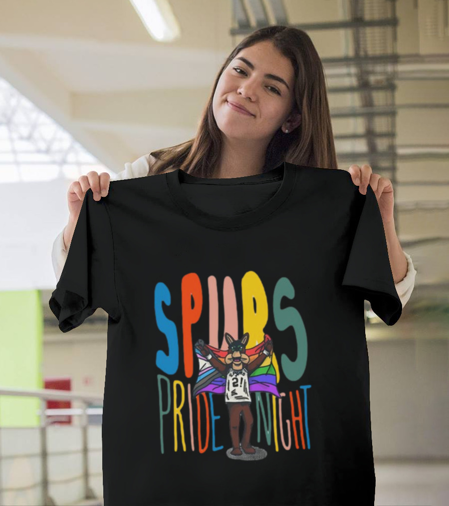 Spurs Pride Night Rainbow Flag Mascot 21 T-Shirt