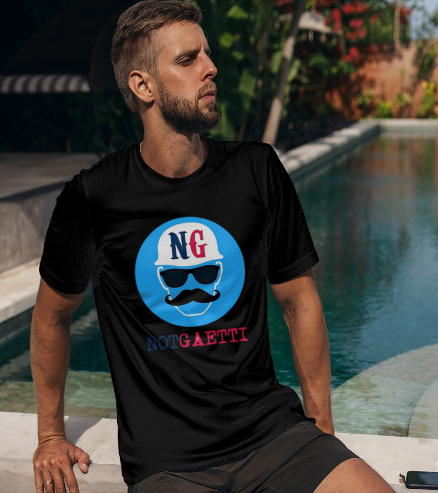 NG Not Gaetti Mustache Hat Sunglasses Blue Circle T-Shirt