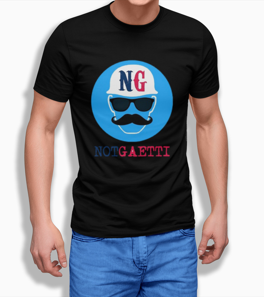 NG Not Gaetti Mustache Hat Sunglasses Blue Circle T-Shirt