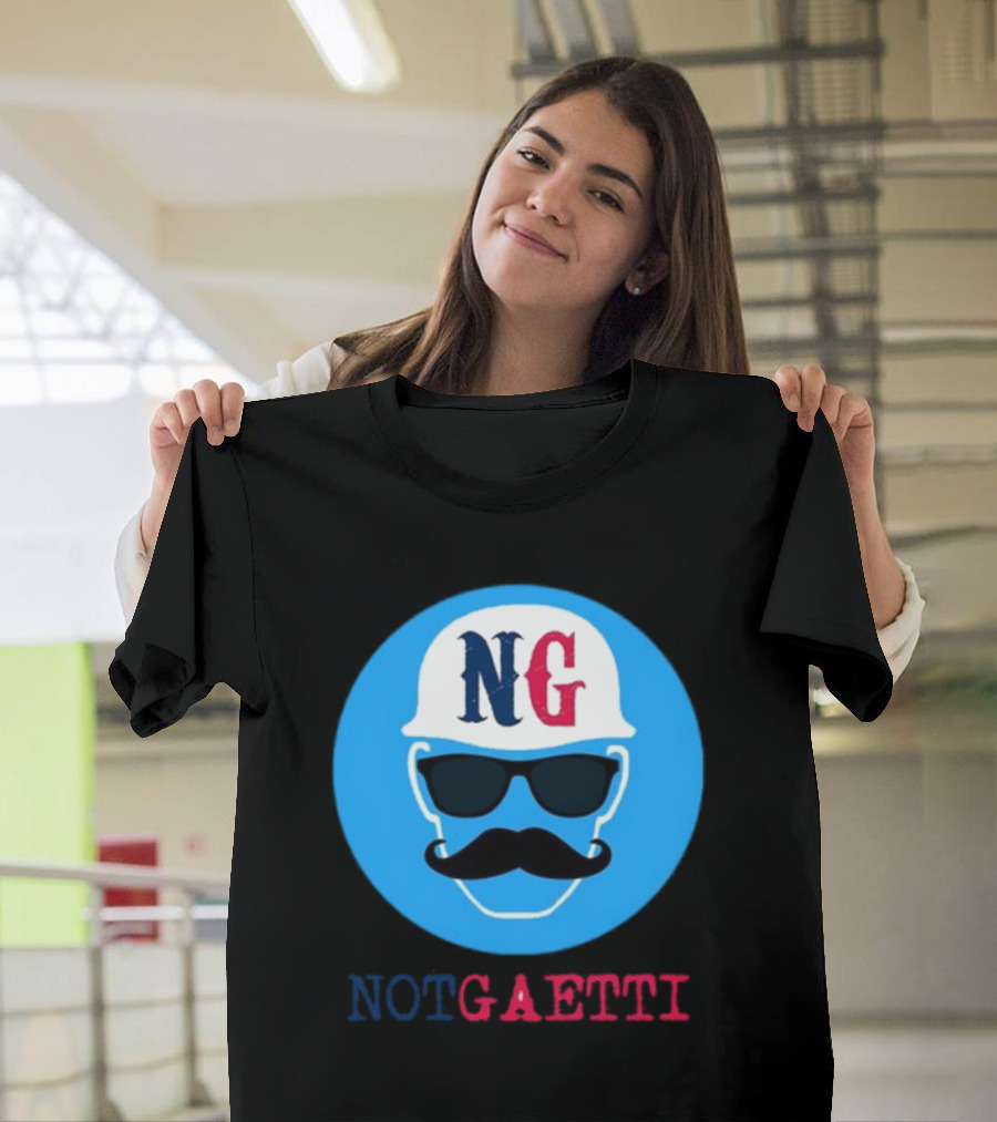 NG Not Gaetti Mustache Hat Sunglasses Blue Circle T-Shirt
