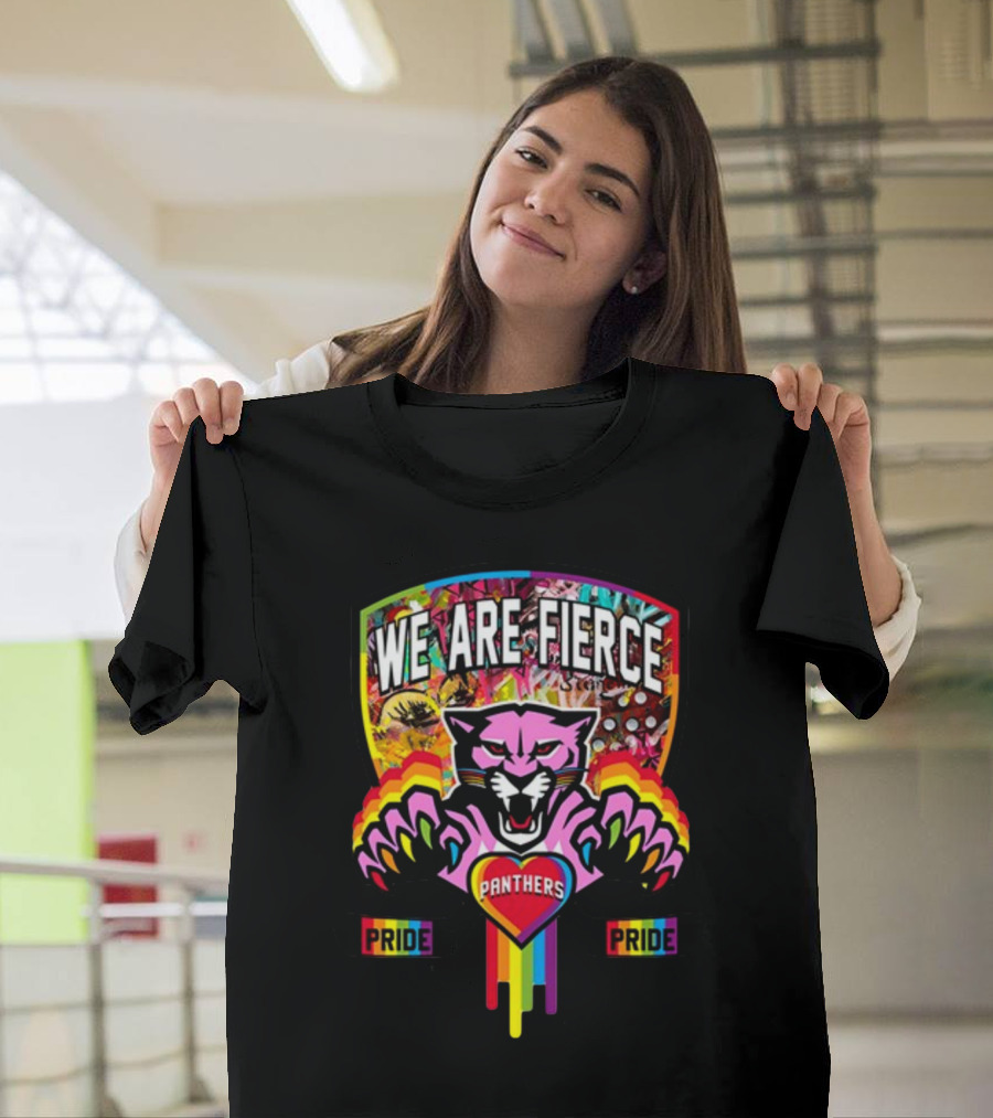 We Are Fierce Panthers Pride Colorful Rainbow Badge T-Shirt