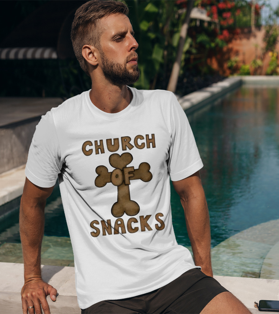 Church Of Snacks Bone Cookie Cross T-Shirt
